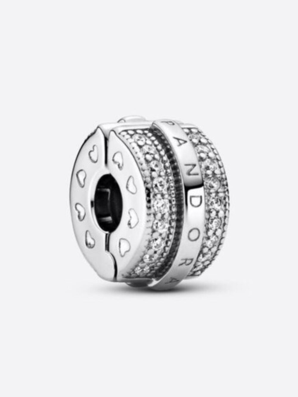 Pandora Sparkling Pav?? Lines & Logo Clip Charm